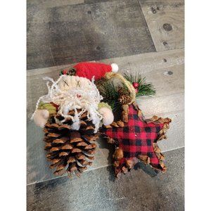 Santa Pine cone star flannel Mistletoe ornament xmas set